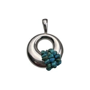 Whitney Kelly WK Sterling Silver Round Pendant Turquoise Necklace Enhancer